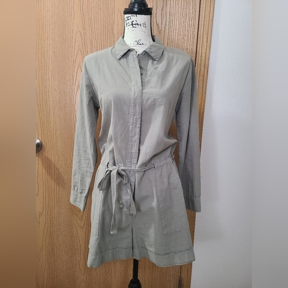 dylan Pants - Dylan Brand Military Safari Inspired Button Up Tie Collared Romper Jumpsuit